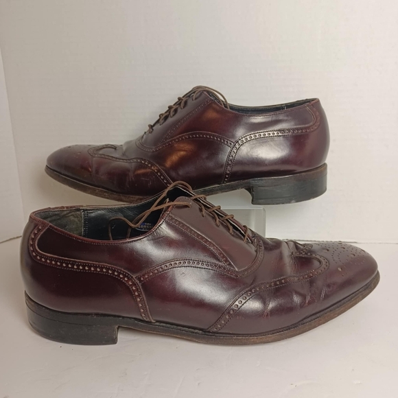 Florsheim Shoes Mens Imperial Cognac Leather Wingtip Classic Vintage Dress 10.5D - Picture 1 of 6